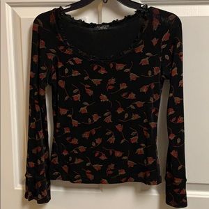 Black printed jersey top